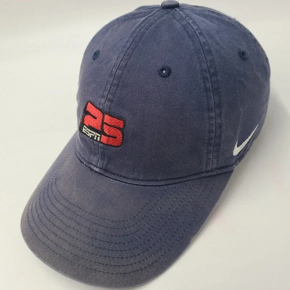 Vintage Nike Hat Strapback Blue Red ESPN 25th Anniversary Bud Light Distressed