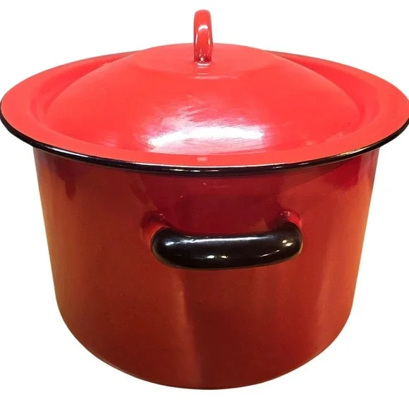 Vintage Enamelware Made in Poland Large‎ Red 7