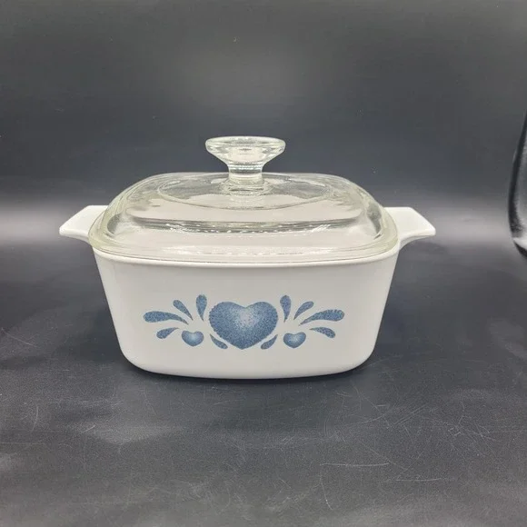 Corning Ware Blue Hearts Casserole Dish 1.5 Quart With Lid