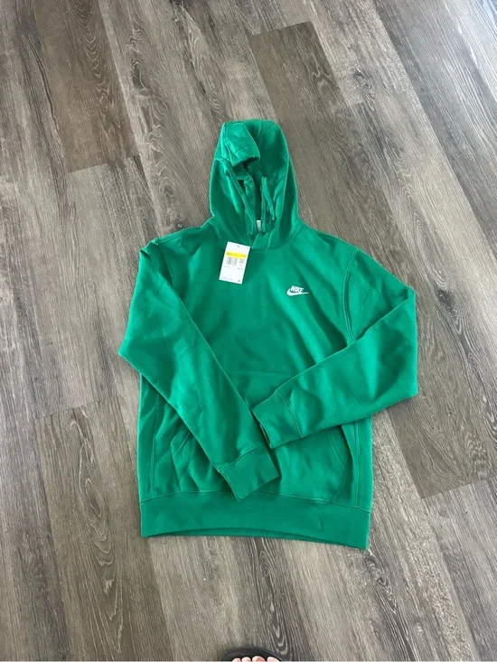 Nike Green Men's Pullover Hoodie with White Swoosh