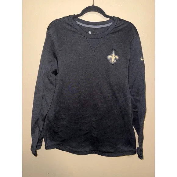Men Nike Black New Orlean Saint 2023 Sideline Throwback Waffle Long Sleeve Top L