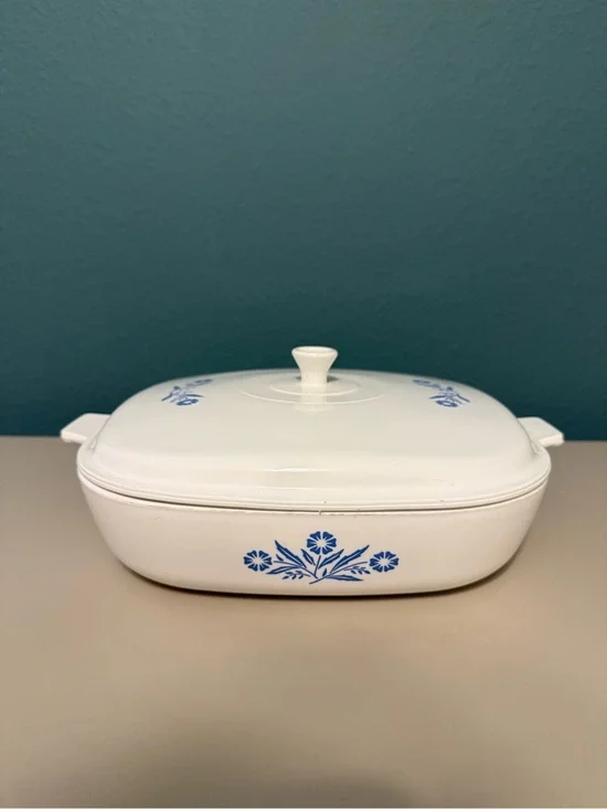 Corning Ware B-14 Blue Cornflower Casserole & Rare Pyroceram Lid