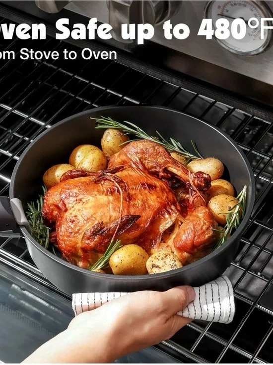 Gray 8-Piece Nonstick Cookware Set with Removable Handle