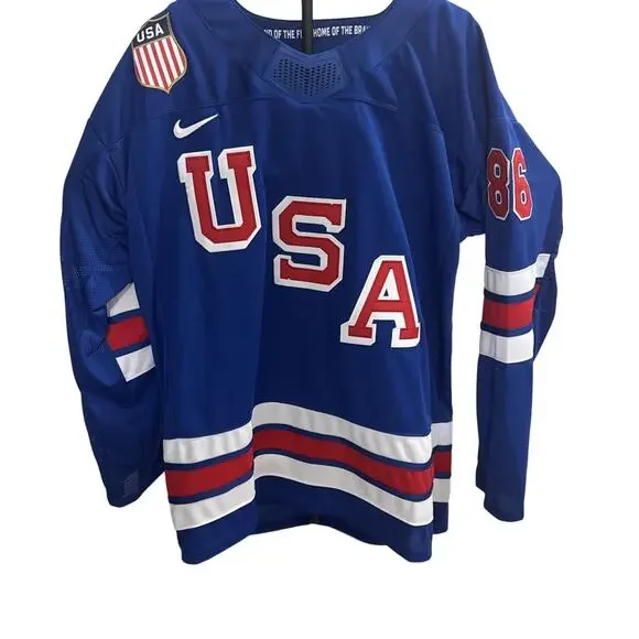 Nike USA #86 Olympic Jersey Hughes 2 Xl