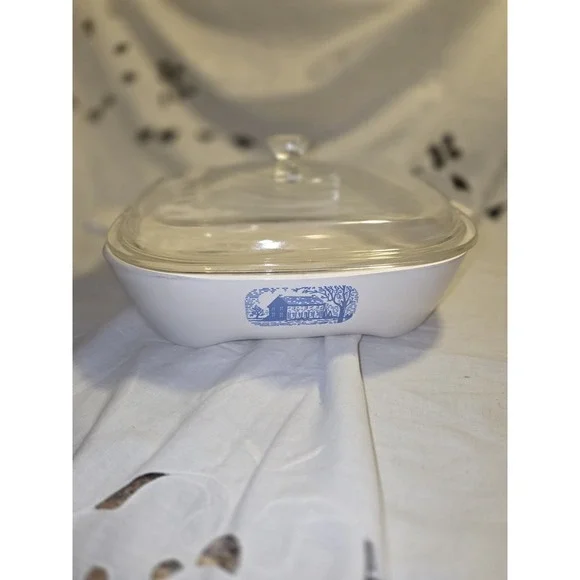 Vintage Corning Ware Amana Radarange Browning Skillet In Blue Colonial House...