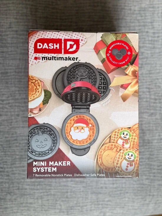 Halloween and Christmas Holiday Themed Mini Waffle Maker with 7 Plates