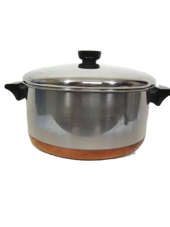 Revere Ware Copper Clad Soup Pan Stock Pot & Lid 4 1/2 Qt Quart Stainless Steel