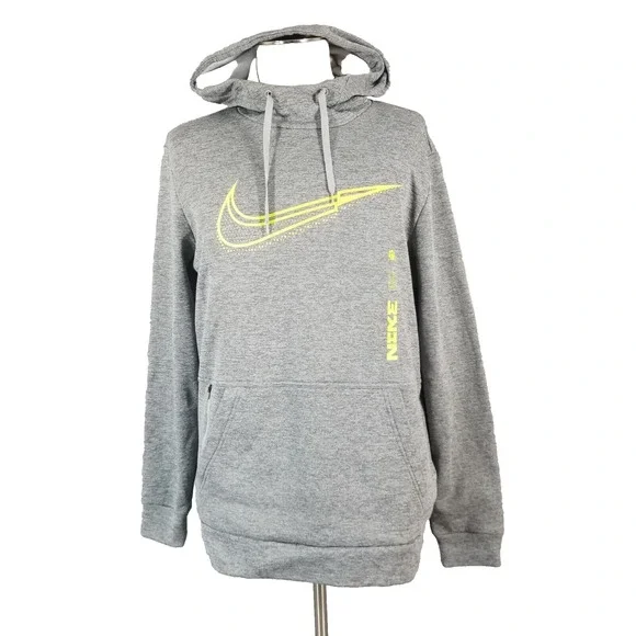 Nike hoodie sweater sweatshirt men's medium gray long sleeve Therma Fit soccer