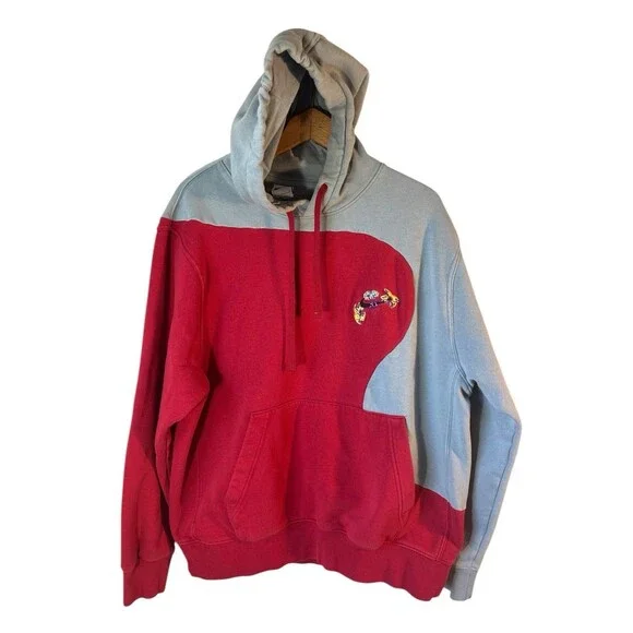 Nike Sportswear Club Galaxy Hoodie Pullover Sweatshirt Red Gray Space Detail  L