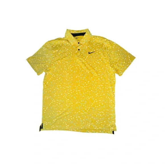 Nike Dri-Fit Victory Tour Floral Golf Polo Yellow Gold Floral Medium