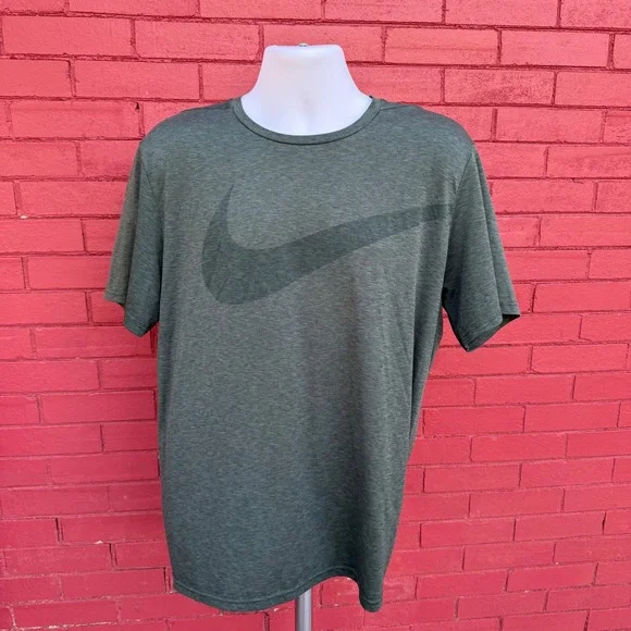 Nike Dri-Fit Mens Shirt‎ XL Green Heathered Swoosh Graphic Training Gorpcore