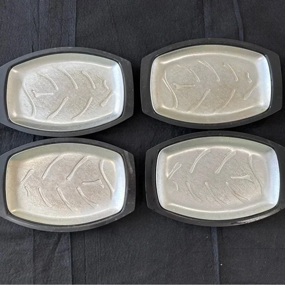 4 Vtg NORDIC WARE Sizzler Steak & Fajita Servers Plates USA  NO. 52 Platter MCM