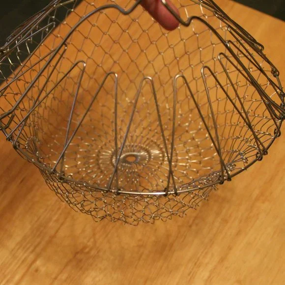 Stainless Steel Foldable Steam Rinse Strain Fry Basket Strainer Net