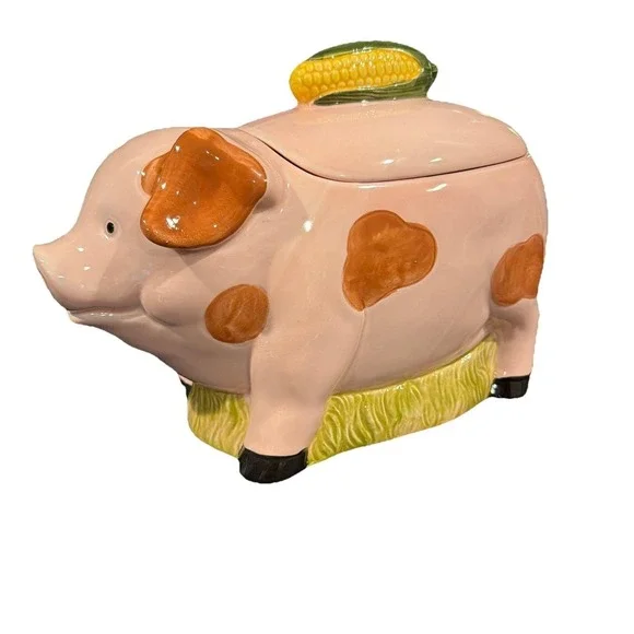 Vtg MCM Ceramic Pig With Corn Cob Cookie Jar 1950s Made In Japan‎