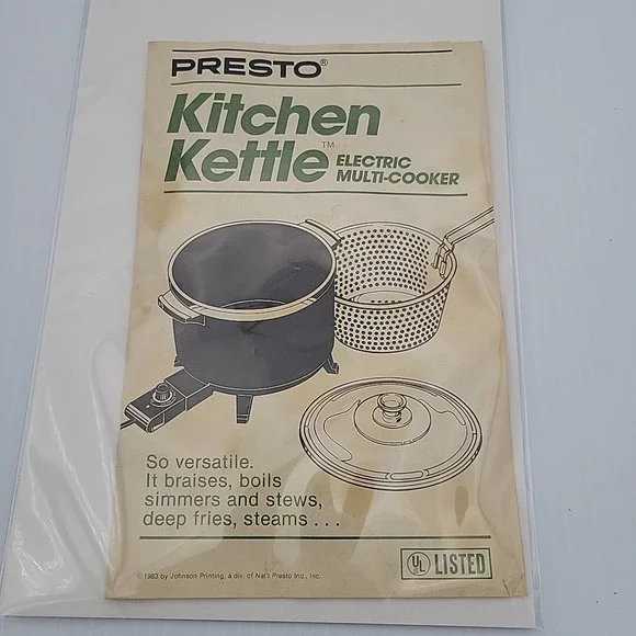 Instructions Manual Presto‎ Kitchen Kettle 6qt Multi-Cooker Replacement Part