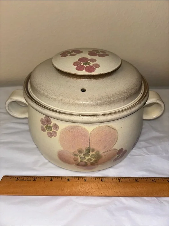 Denby Gypsy Lidded Casserole Dish 2pt Stoneware Flower Pot England
