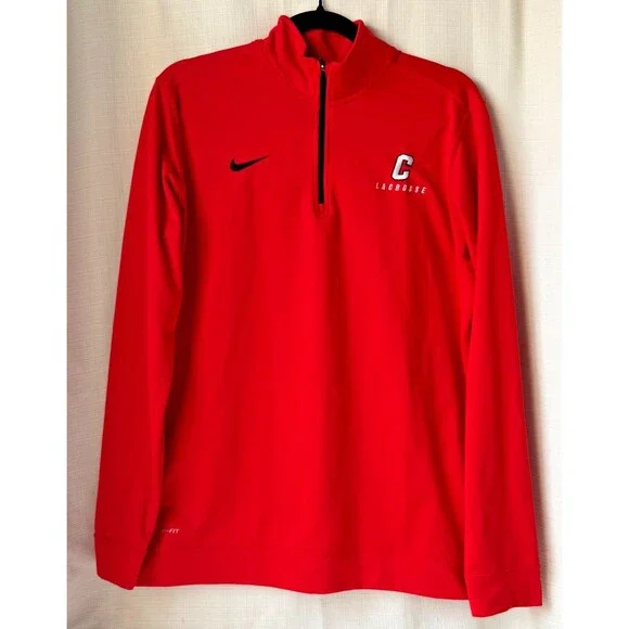 Nike Dri-FIT Cornell Lacrosse 1/4 Zip Pullover Men's Large Red Athletic Sweatshi