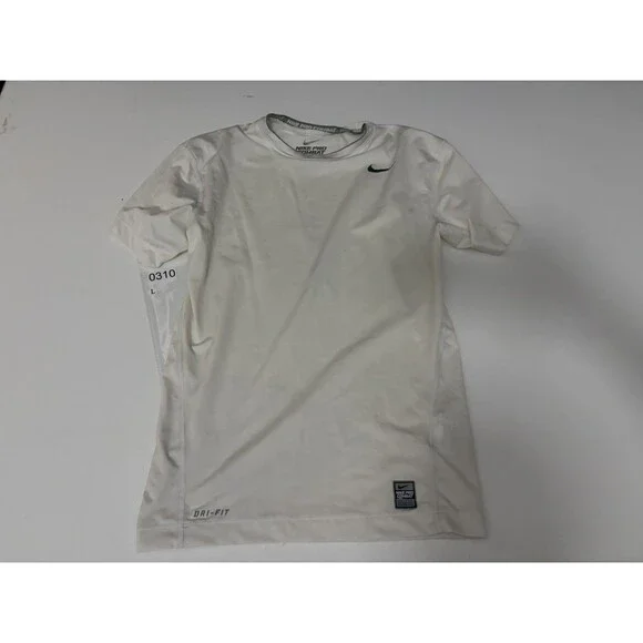 Men’s Nike Fitted Pro Combat Dri-fit Shirt. Off-White/ Tan Trim  Size Large