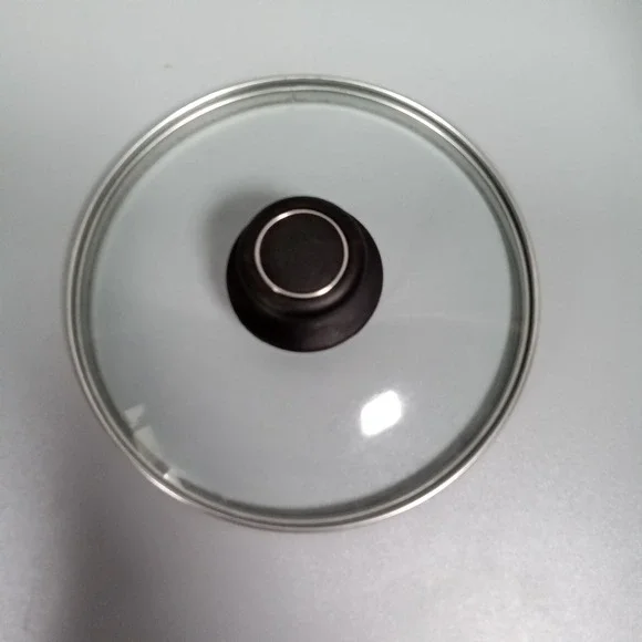 ELIM 8.25 Inch Tempered Glass Replacement‎ Lid Stainless Steel Rim Black Knob