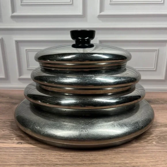 Revere Ware Pot Pan Lids Set of 4 Silver Stainless Steel Vintage 5.5-9 inch