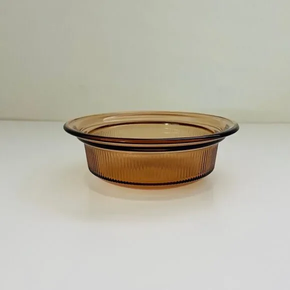 CORNING Vision Amber Glass V-30-B Round Ribbed 24 oz/750 ml Casserole Dish Only