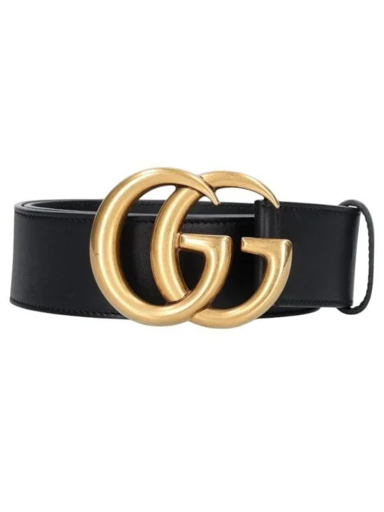 Gucci GG Emblem Logo Buckle Leather Belt