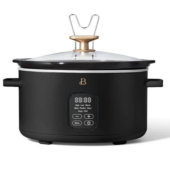 Beautiful 6 Qt Programmable Slow Cooker, Black Sesame by Drew Barrymore