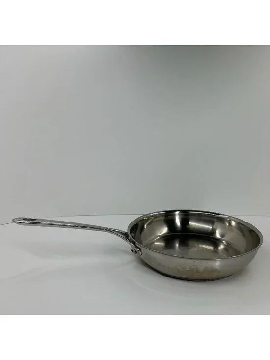Dacor Hot Dots Stainless Steel Frying Pan Long Handle 10 in Skillet Round Silver