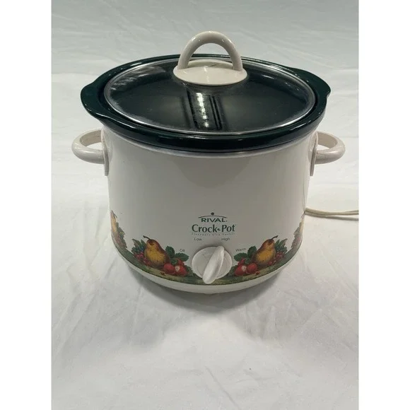 Vintage Rival Crock Pot Vegetable Pattern Model‎ 3120 2.5 Qt Tested Works