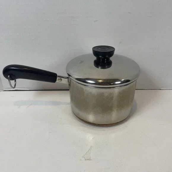 Revere Ware Saucepan 1qt Silver Copper Clad 1801 Vintage Lid Bakelite