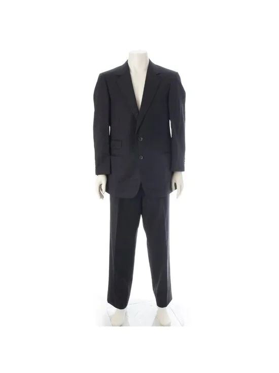 Gucci Era Collection Wool Set Suit Pinstripe Black 52