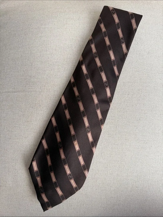 Vintage Gucci - 100% Silk classic Brown Men’s Tie - Brown
