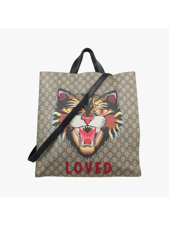 Gucci GG Supreme Kingsnake Beige Multi Canvas Tote