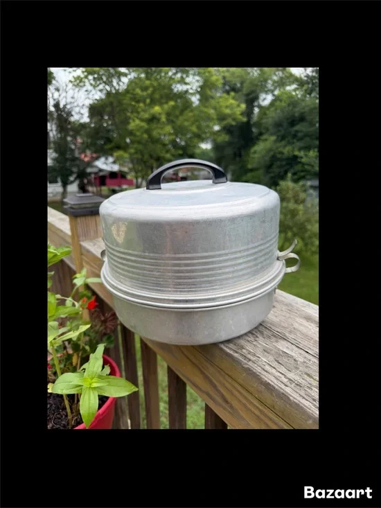Vintage Regal Aluminum Cake & Pie Carrier: 2-Tier Locking Rustic Patina 1950’s