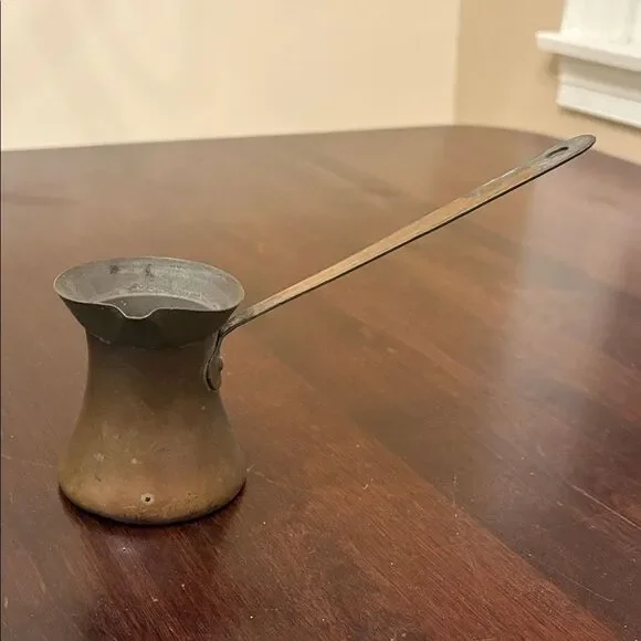 Vintage Brass Coffee Pot with Long Handle