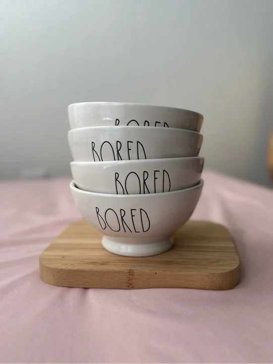 Rae Dunn BORED Bowls Set of 4 Magenta Artisan Collection