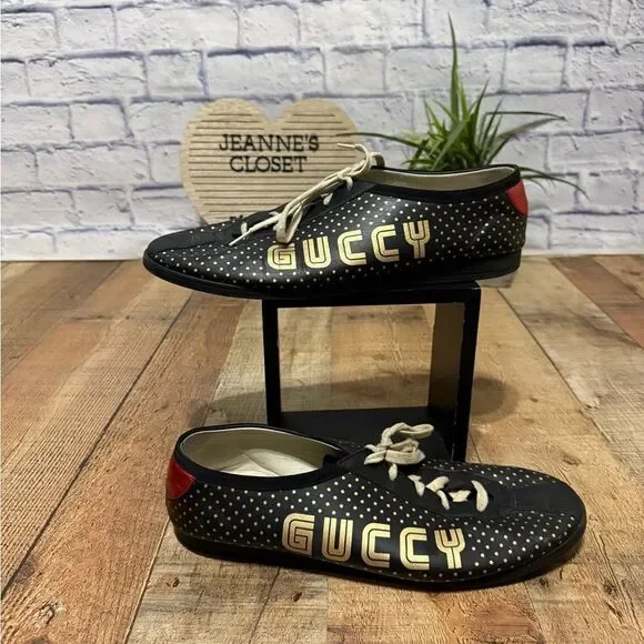 GUCCI x SEGA Falacer sneaker black leather Size 13 519723 Pre owned condition