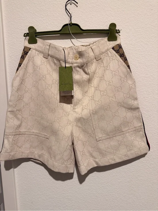 Authentic Gucci Beige Monogram Canvas Men's Shorts