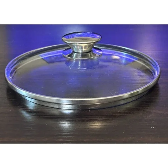 Wolfgang Puck 7.5” Tempered Glass Replacement Lid Only Stainless Steel Rim Knob
