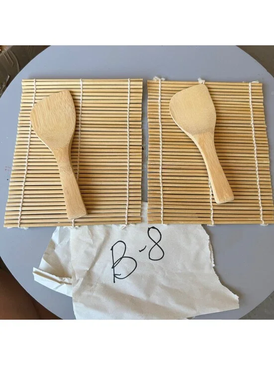 Bamboo Sushi Rolling Mat & Paddle Set 4pc Kitchen Tool Kit B-8