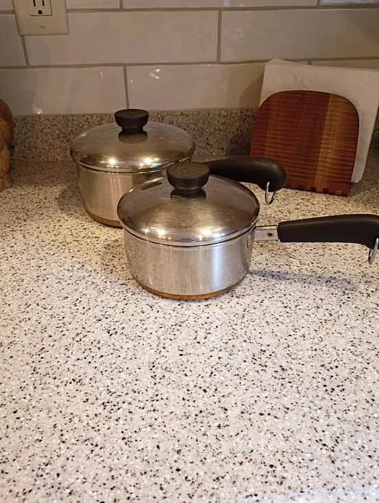 Vintage Revere Ware Copper Bottom Sauce Pots With Lids