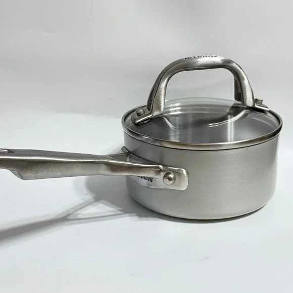 Anolon Chef Clad Saucepan 1 Qt Silver Stainless Steel Induction Glass Lid CQQQ09
