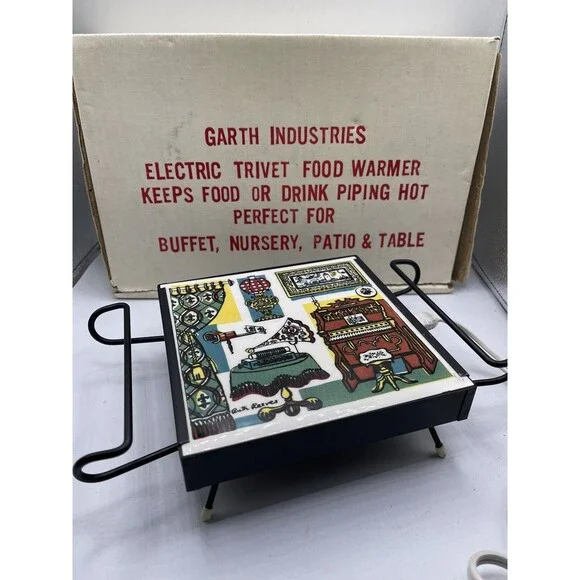Vintage Garth Industries Electric Trivet Food Warmer Ruth Reeves Decorative Tile