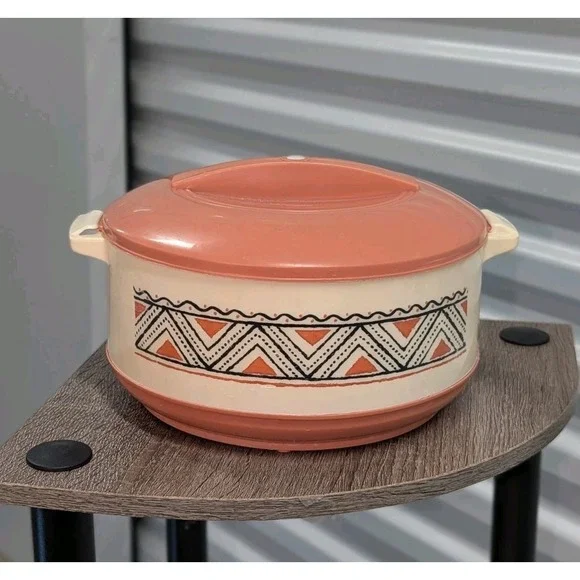 Vintage Boho Geometric Insulated Casserole Hot Pot Thermal Server Milton 7