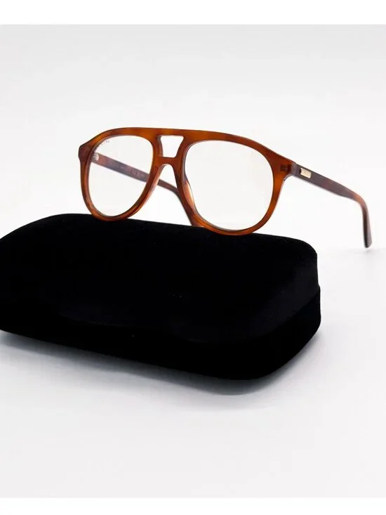 New Gucci Havana Aviator Sunglasses GG1320S 001 with Transition Lenses