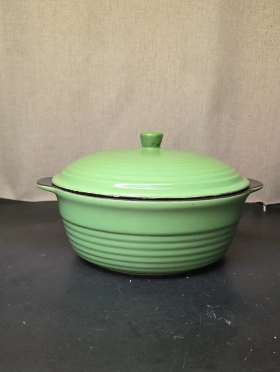 Pinnacle Green Round Ceramic Non-Stick Covered Dutch Oven  Pot w/ Lid