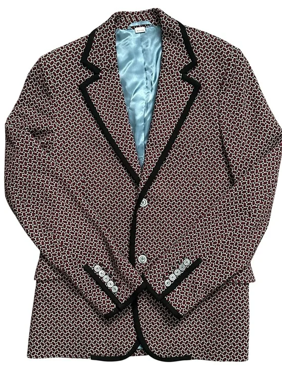 Gucci Men's Geometric Micro-Pattern Blazer with Contrast Piping READ