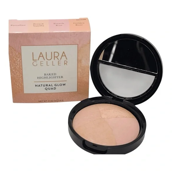 Laura Geller Natural Glow Highlighter Quad Golden Rose French Vanilla Portofino