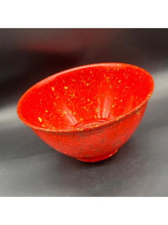 Rachael Ray Red Confetti Speckled Melamine Mixing Bowl Garbage Rubber Bottom 10”