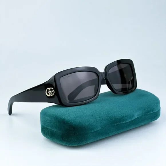 NEW Gucci GG1403S 001 Black Grey Unisex Rectangle Sunglasses GG 1403S